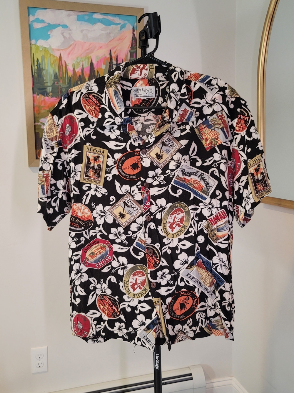 VINTAGE TOES on the NOSE Rayon Novelty Print Hawaiian Shirt Men's Size XL